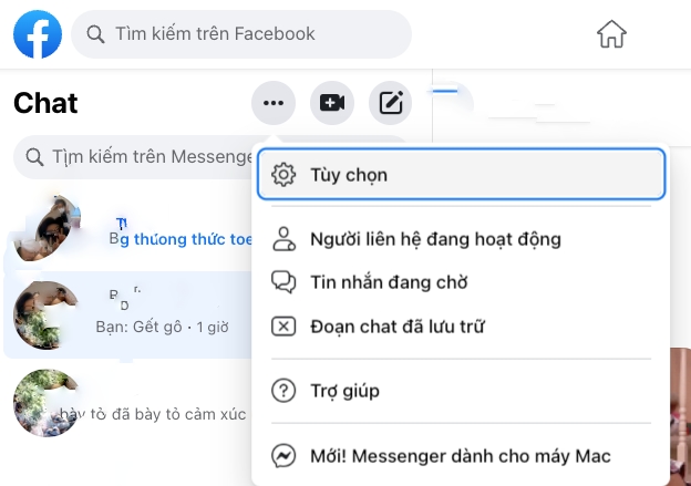 Cách bỏ ẩn tin nhắn trên Messenger bằng máy tính