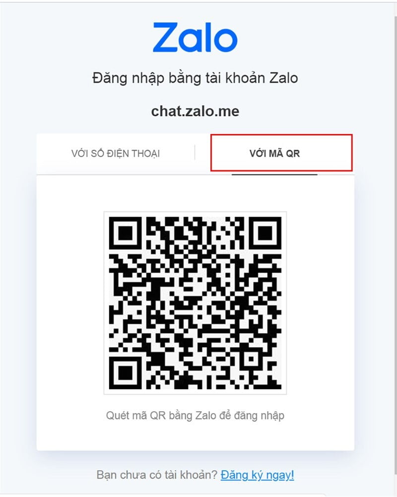Đăng nhập trên Zalo Web bằng mã QR