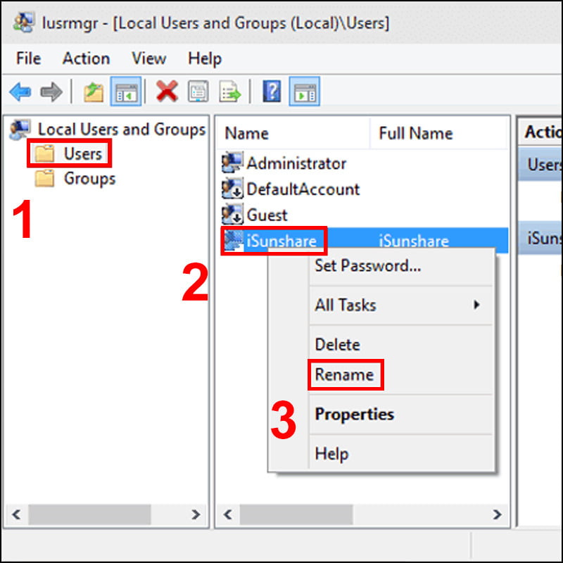 Cách đổi tên User trong Win 10 bằng Local Users and Groups đơn giản