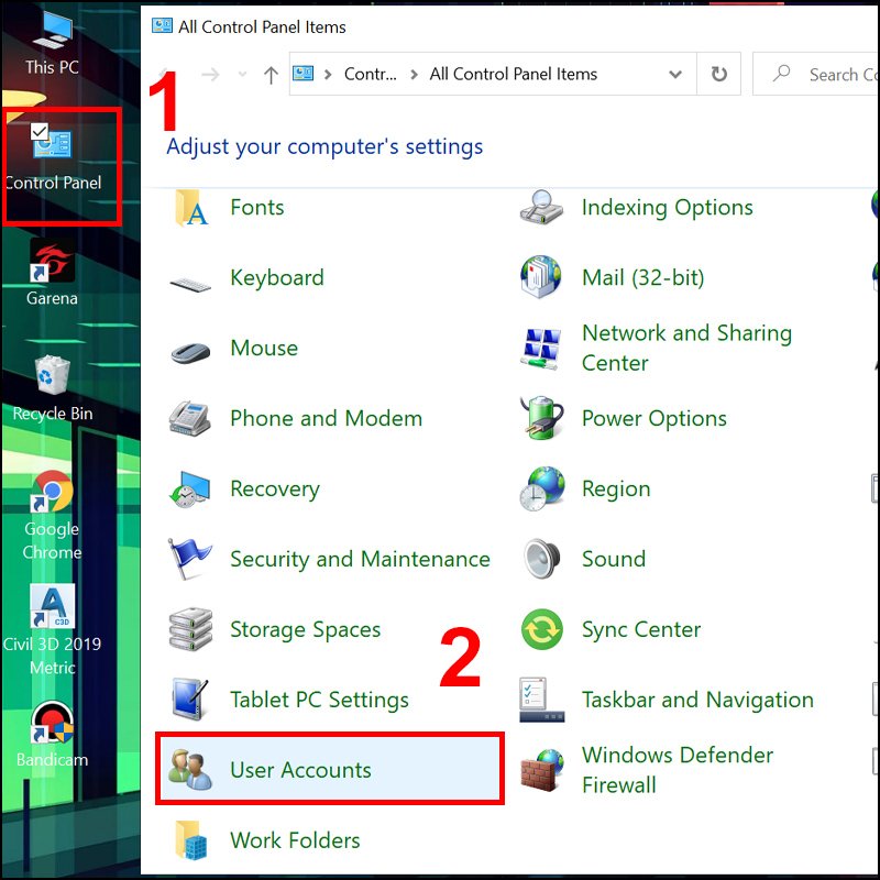 Cách đổi tên User trong Win 10 bằng Control Panel