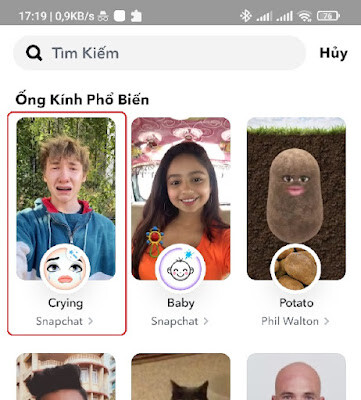 Cách lấy filter mặt khóc trên Snapchat