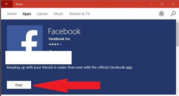 Tải Facebook về máy tính Win 10 bằng Windows Store