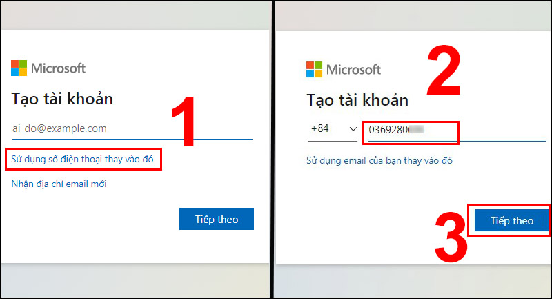 Bước 1 - Đăng ký tài khoản Microsoft