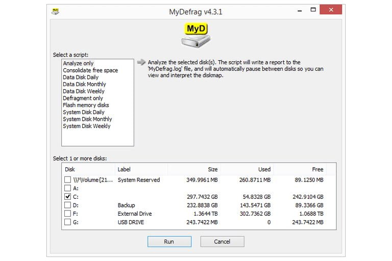 Phần mềm MyDefrag Windows